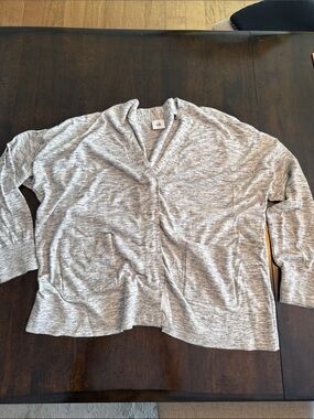 CAbi Heather Gray Cardigan with Front Snaps